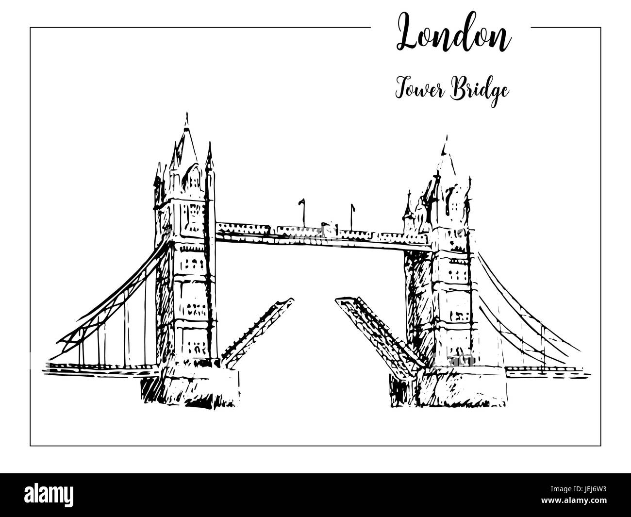 Tower Bridge. London-Symbol. Wunderschöne handgezeichnete Skizze Vektorgrafik. Stock Vektor