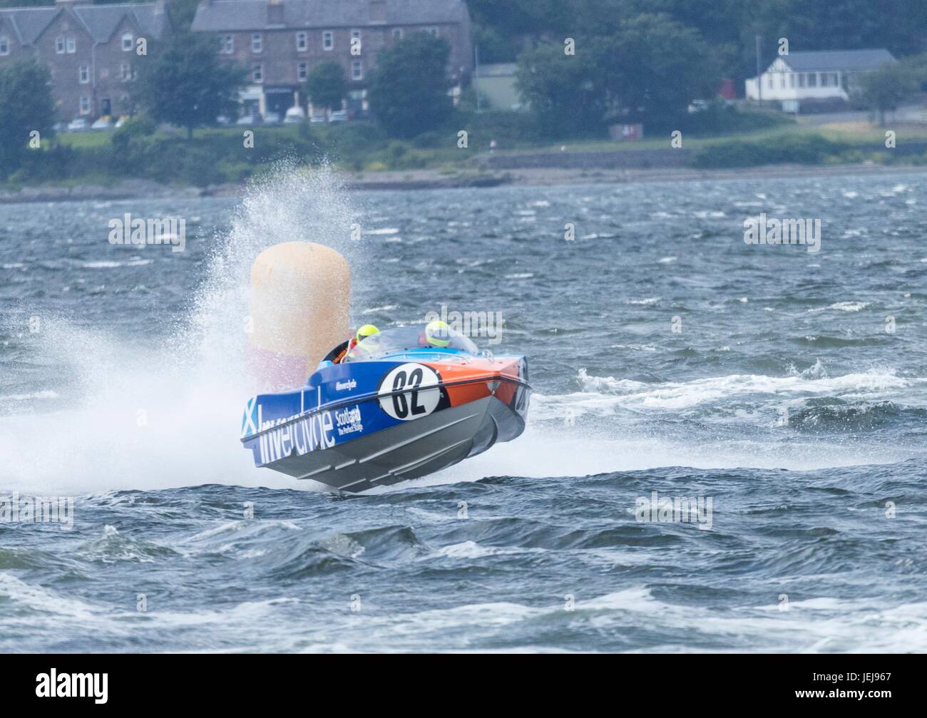 Der P1 schottische Grand Prix des Meeres ist die zweite der vier Veranstaltungen in ganz Großbritannien für die P1 Powerboat Championship stattfindenden Greenock.  Im Bild: Geist der Inverclyde Team Stockfoto