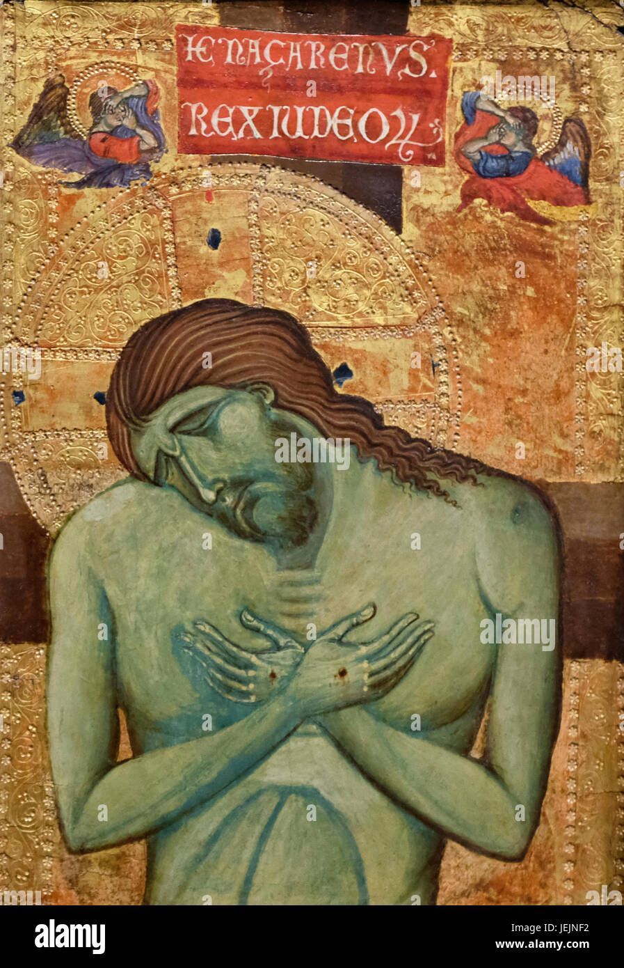 Der Mann der Schmerzen - Jesus Christus gekreuzigt - unbekannter Künstler des 13. Jahrhunderts Stockfoto