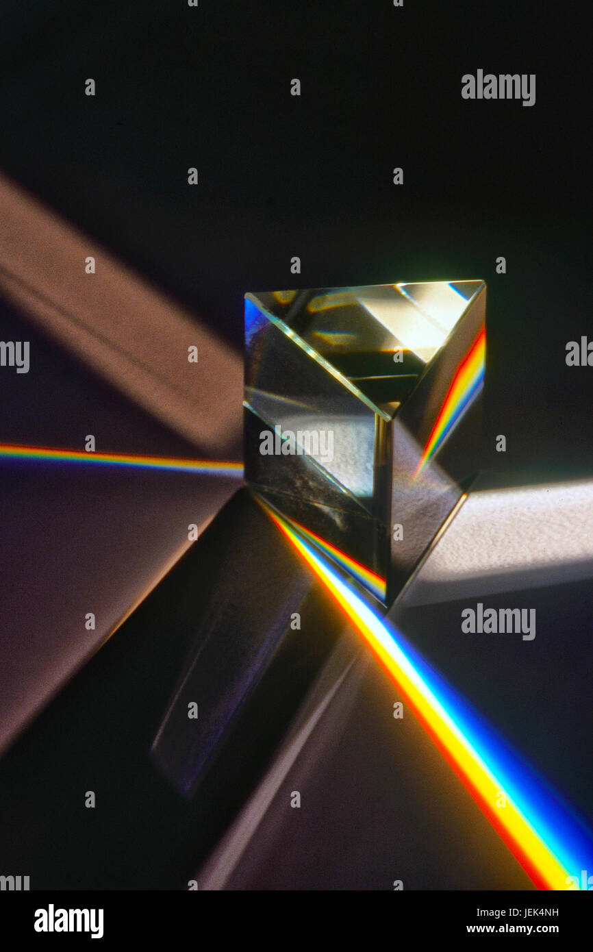 Farbspektrum aus Prisma ; Farbspektrum durch Prisma ; Dispersion ; Trennung des sichtbaren Lichts in verschiedene Farben ; Stockfoto