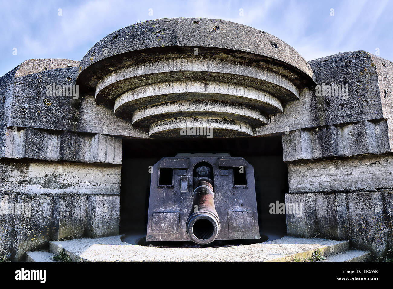 Batterie, Longues-Sur-Mer, Normandie, Frankreich Stockfoto