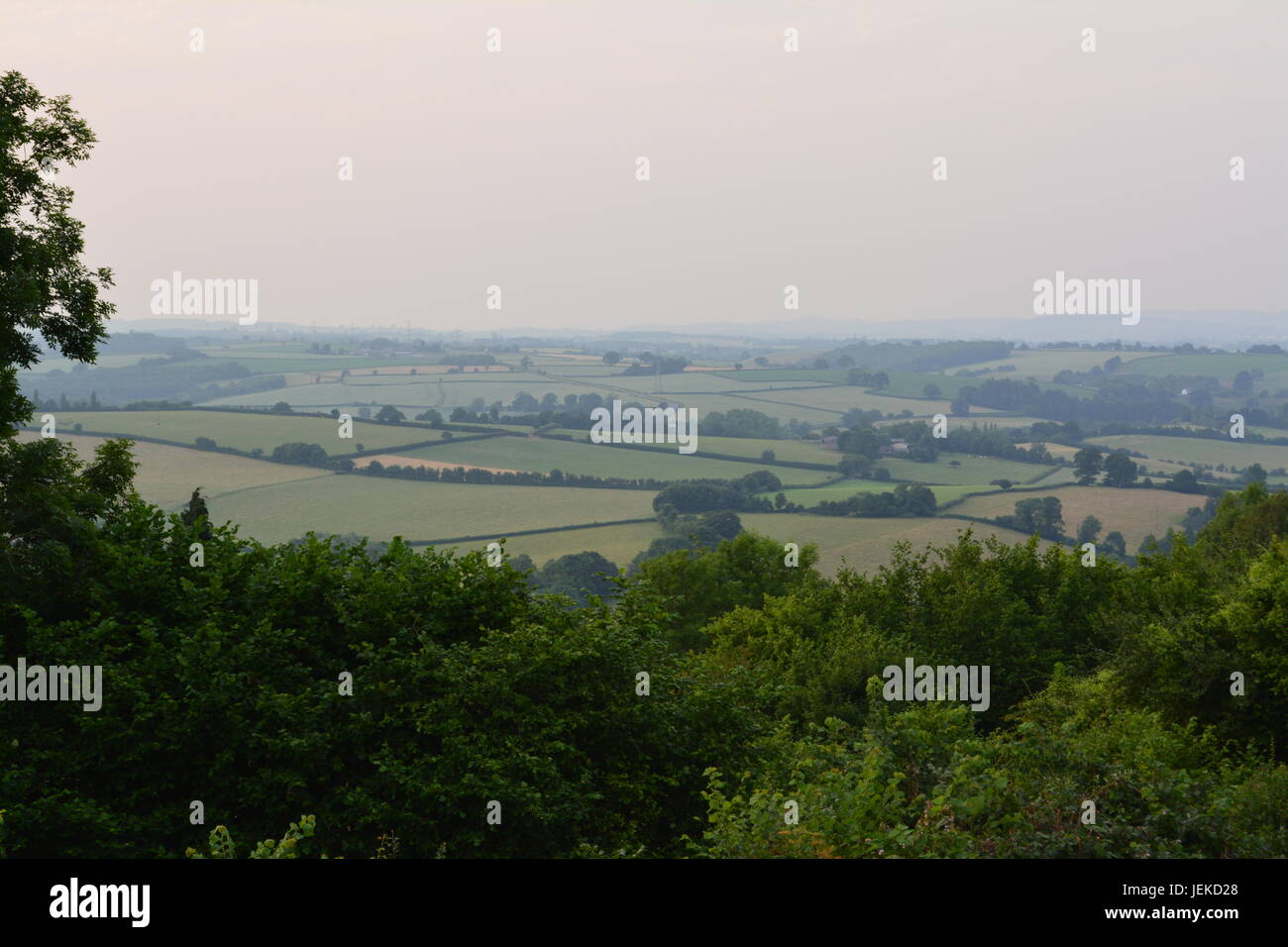 Blick auf die trübe Landschaft Herefordshire Stockfoto