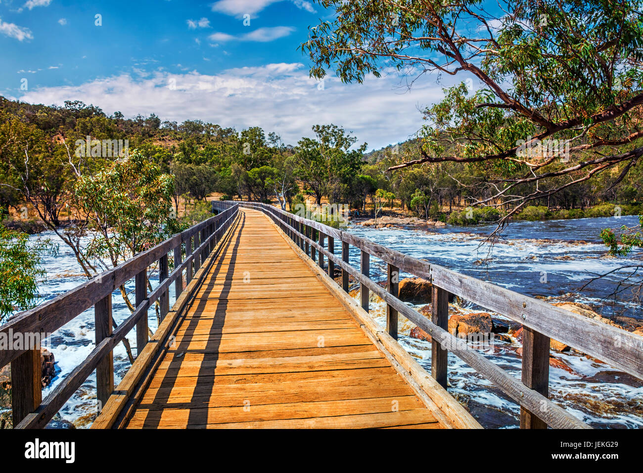 Brücke über Glocken Rapids, Swan Valley, Perth, Australien Stockfoto