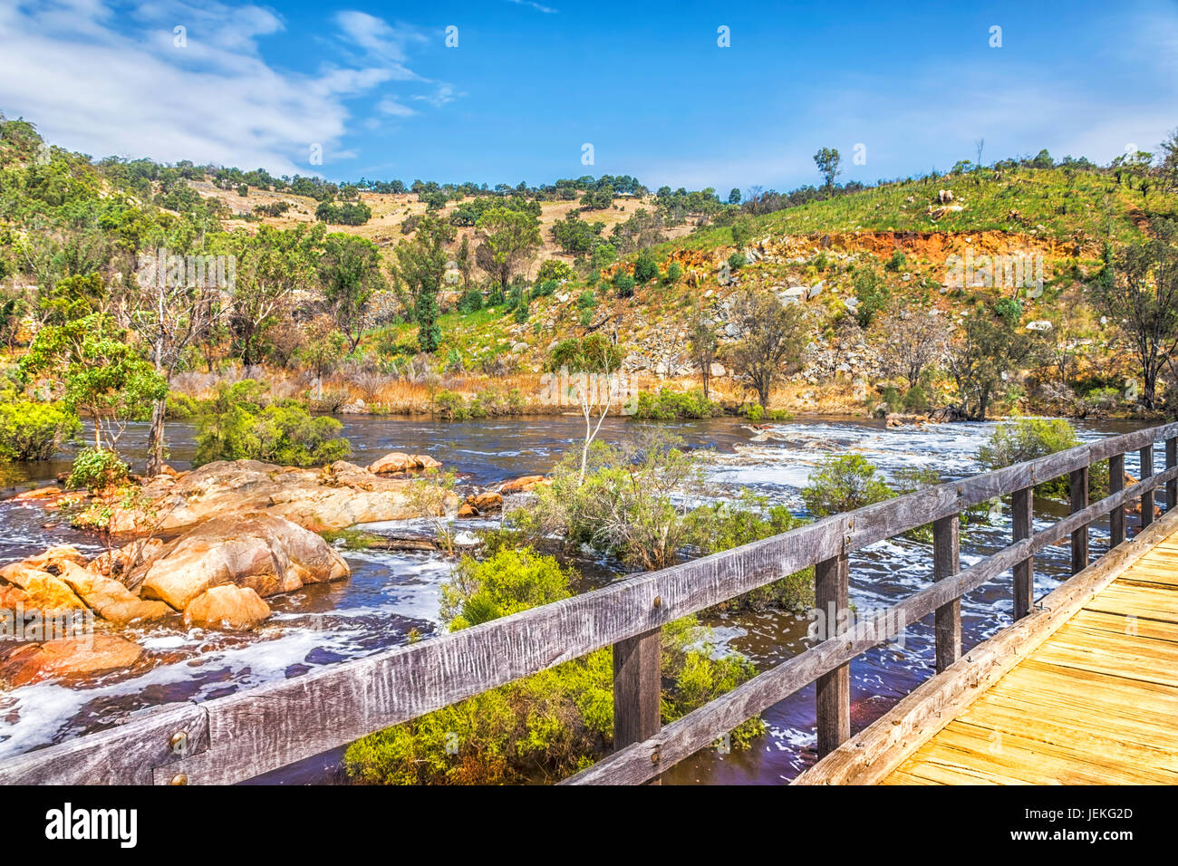 Brücke über Glocken Rapids, Swan Valley, Perth, Australien Stockfoto