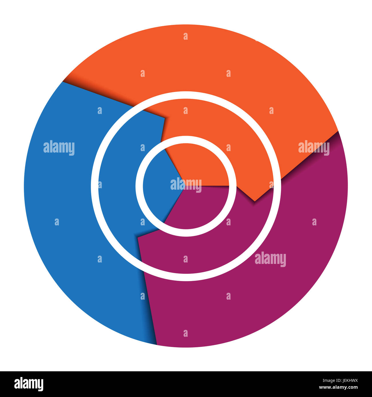 Zyklische Diagramm Vorlage für Infografik 3 Position auf weißem Hintergrund Stockfoto