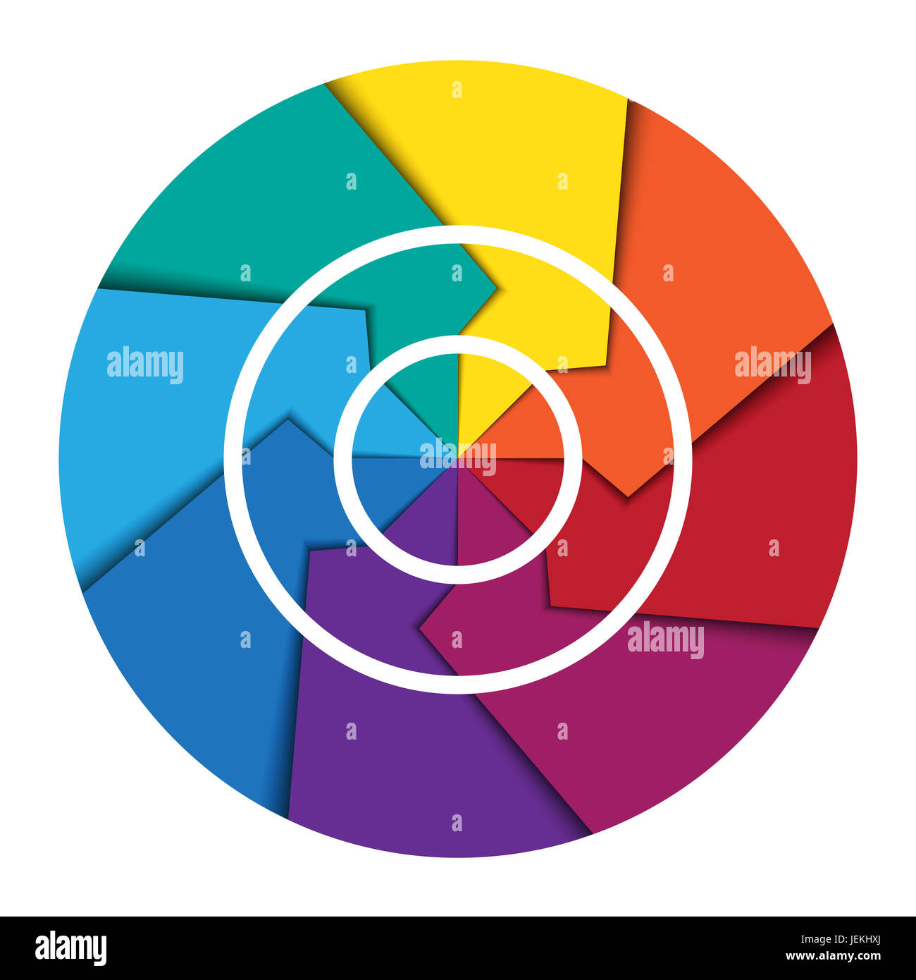 Zyklische Diagramm Vorlage für Infografik 8 Position auf weißem Hintergrund Stockfoto
