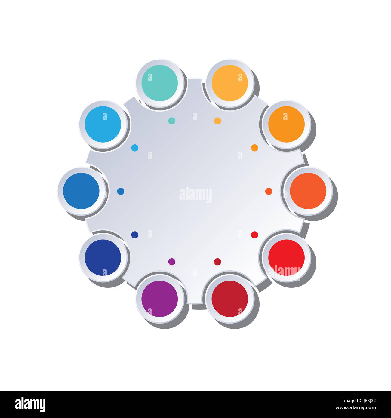 Schablone Kreis Infografik für 10 Positionen auf weißem Hintergrund