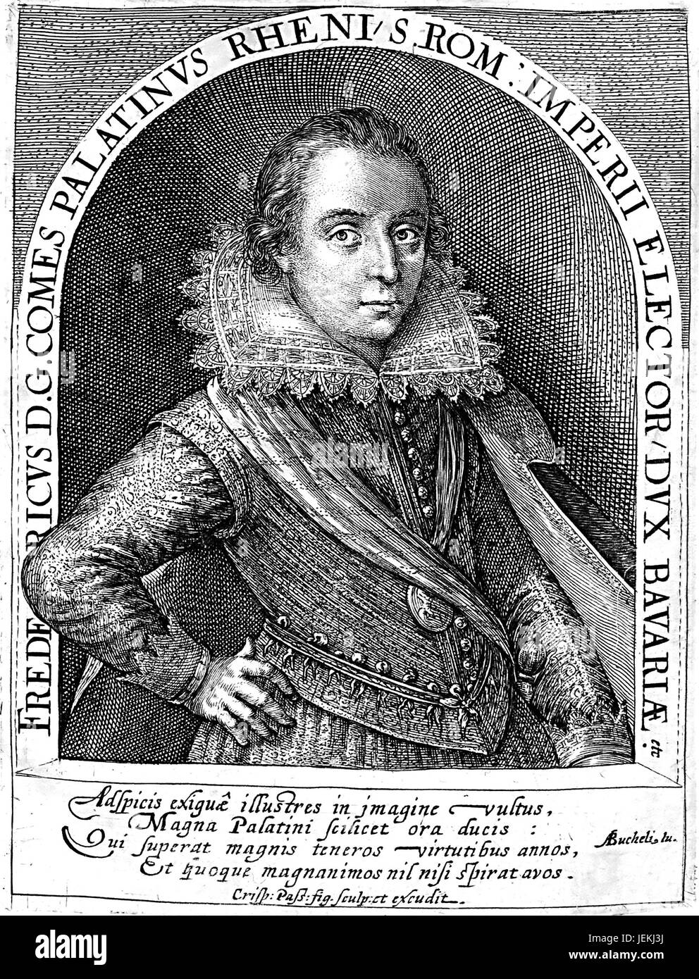 Friedrich v. von der Pfalz graviert von Crispin de Passe ca. 1613 Stockfoto