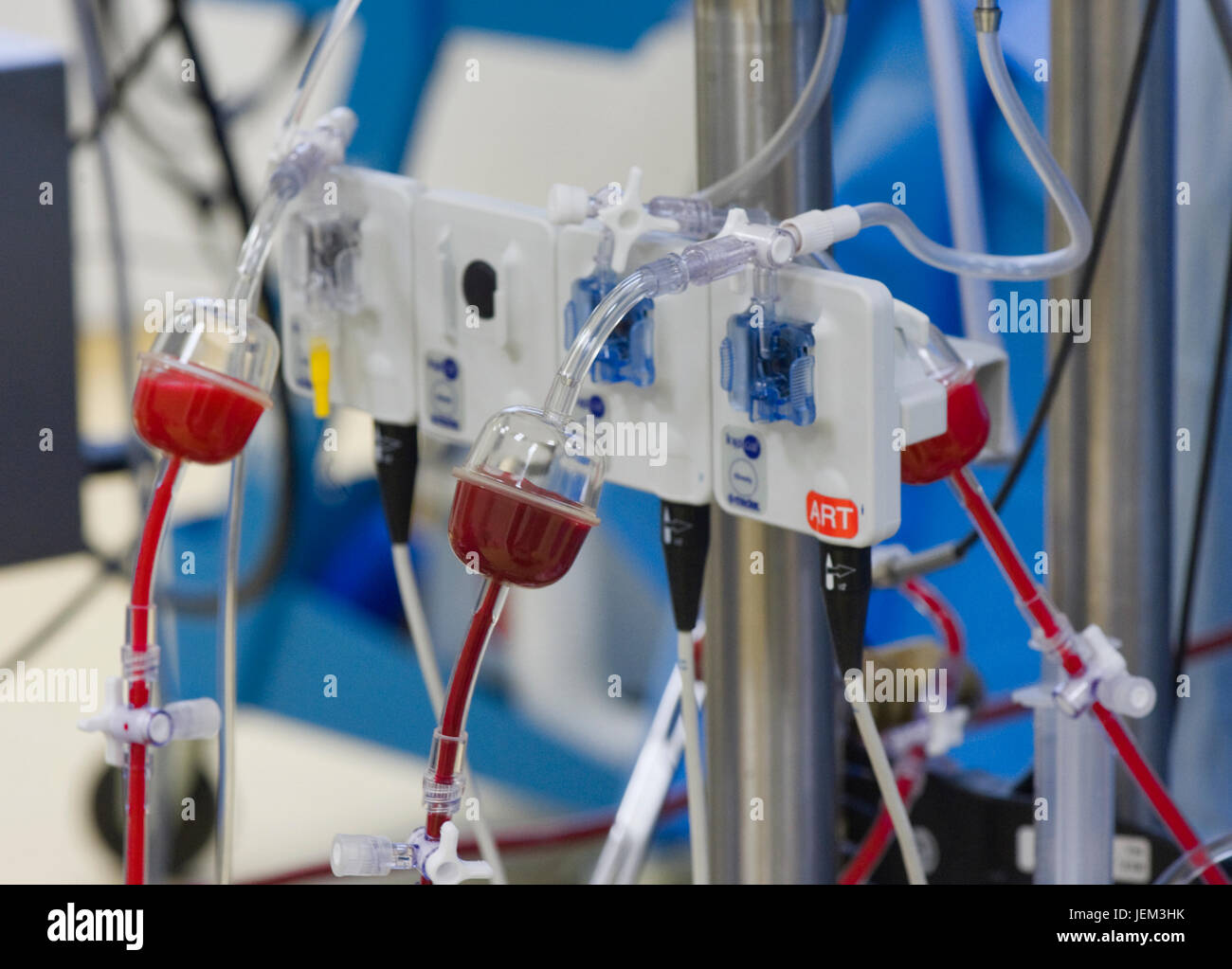 Detail der Perfusion Maschine, die das Herz & Lunge Funktionen des Patienten mit Coronary Artery Bypass Graft Chirurgie übernommen hat. Stockfoto