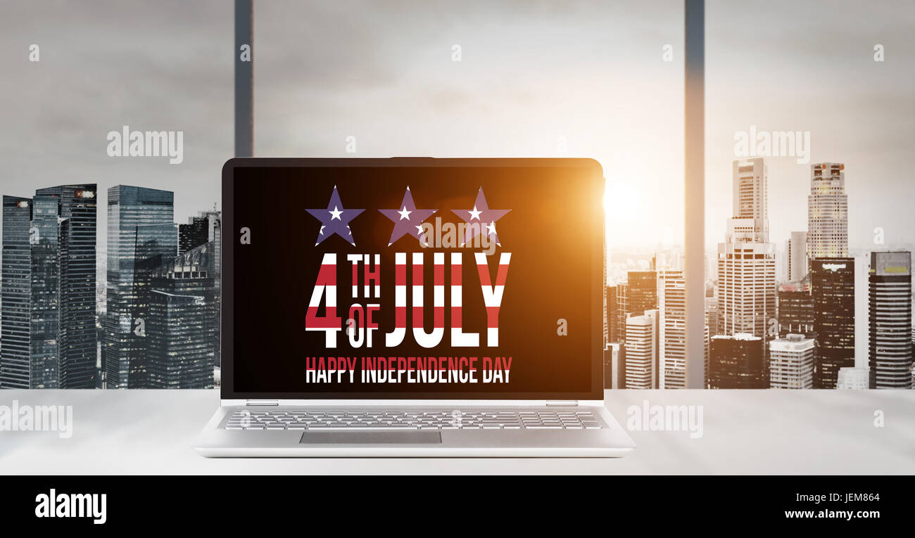 Laptop für USA Independence Day Stockfoto