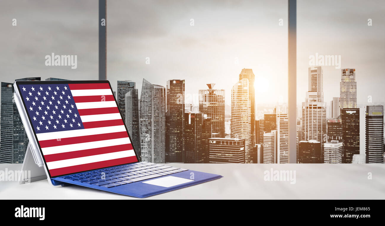 Laptop für USA Independence Day Stockfoto