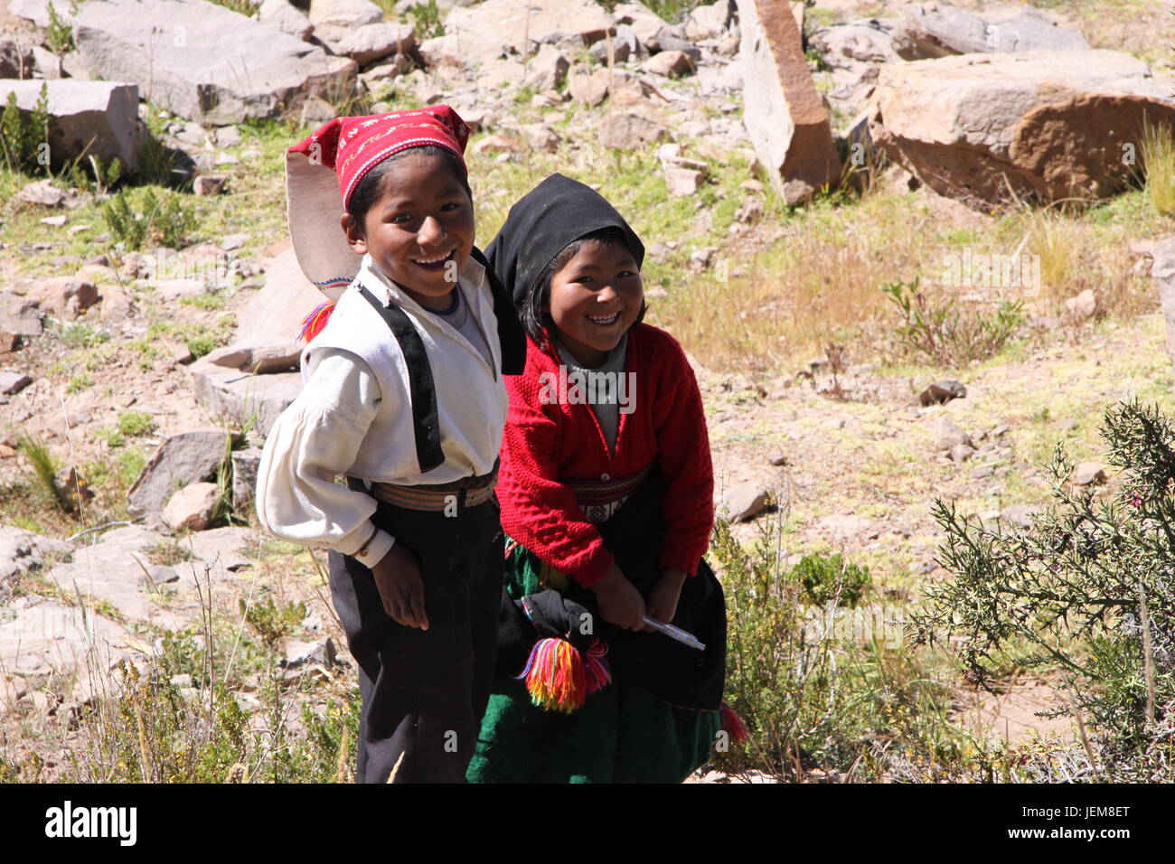 Taquile Insel bewohner Stockfoto