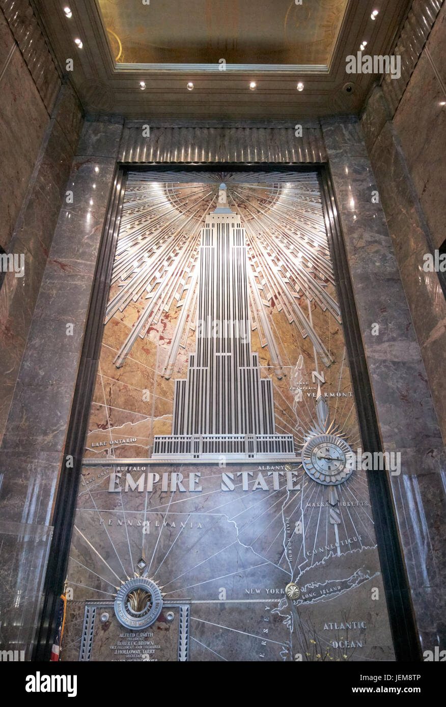 Lobby-Foyer-Mosaik aus dem Empire State building von New York City USA Stockfoto