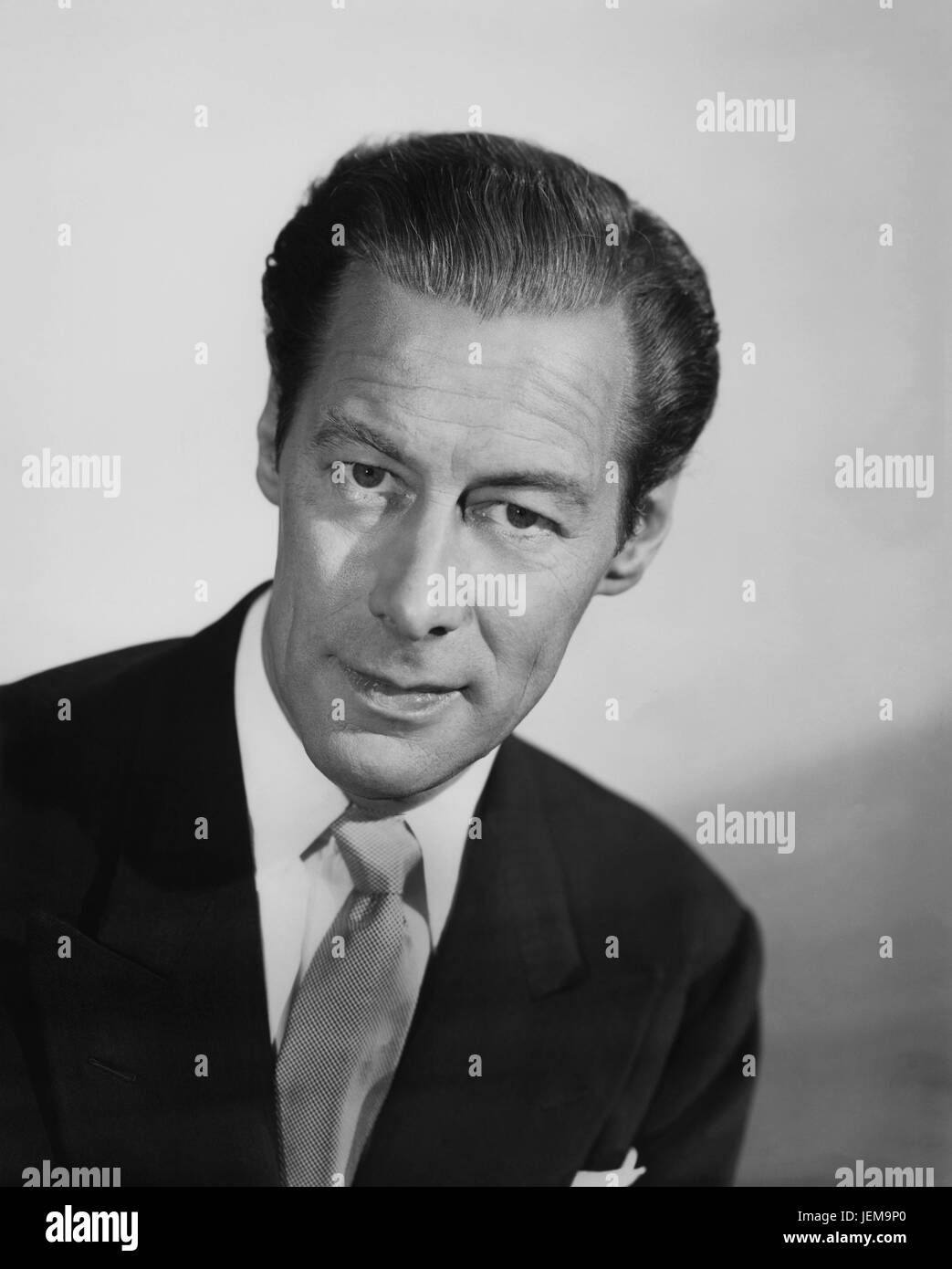 Rex Harrison, Portrait Werbung für den Film, "Himmelbett", Columbia Pictures, 1952 Stockfoto