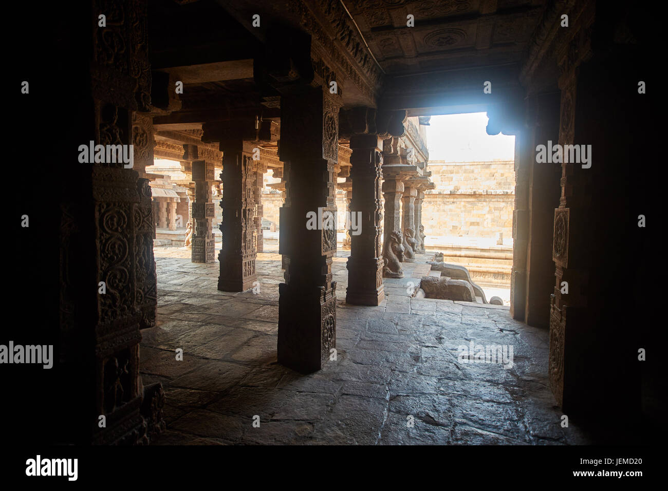 Airavatesvara-Tempel, Darasuram, Tamil Nadu, Indien. Einer der großen lebenden Chola Tempel - UNESCO-Weltkulturerbe Stockfoto