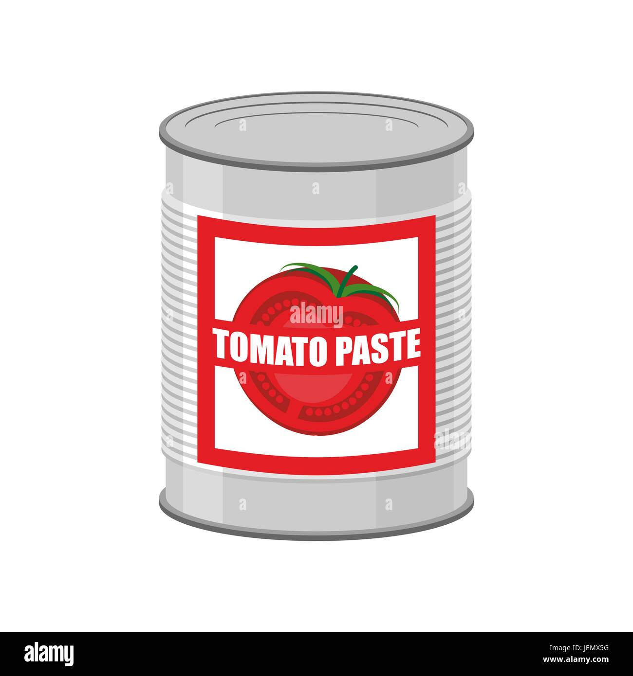 Tomaten-Paste-Blechdose. Konserven mit Tomaten Stock Vektor