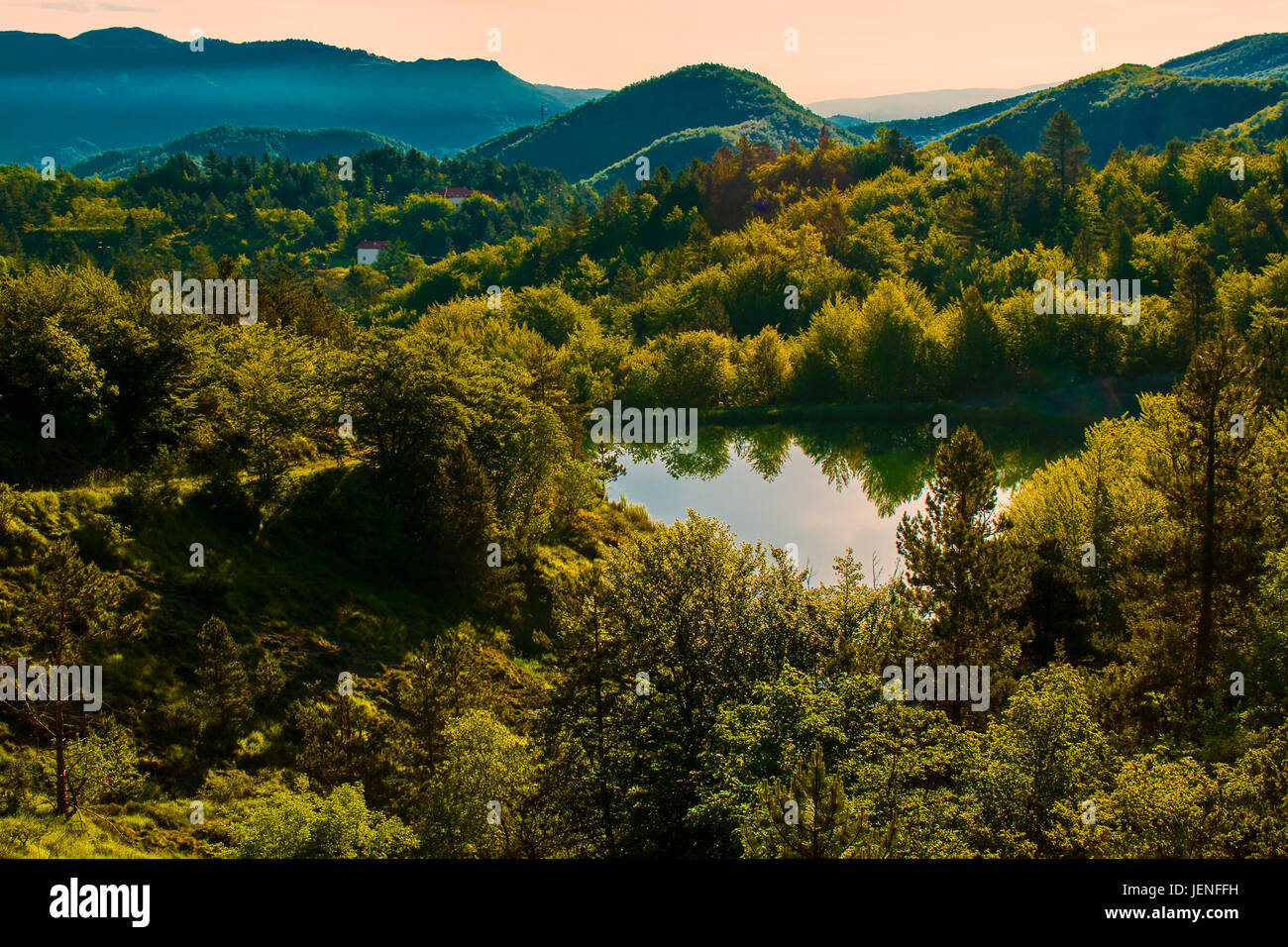 Italien Ligurien Aveto regional Park Bocco See Stockfoto