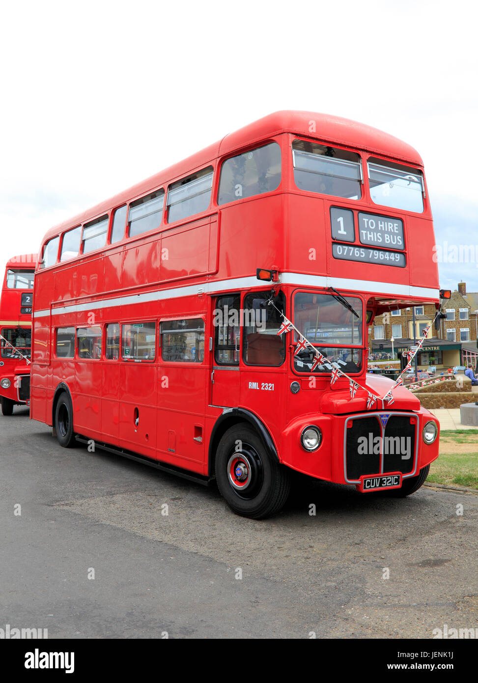 roten London Transport Oldtimerbus, Hunstanton, Norfolk, England, UK Stockfoto