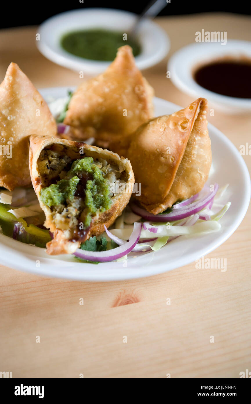 Samosa Teigtaschen Stockfoto