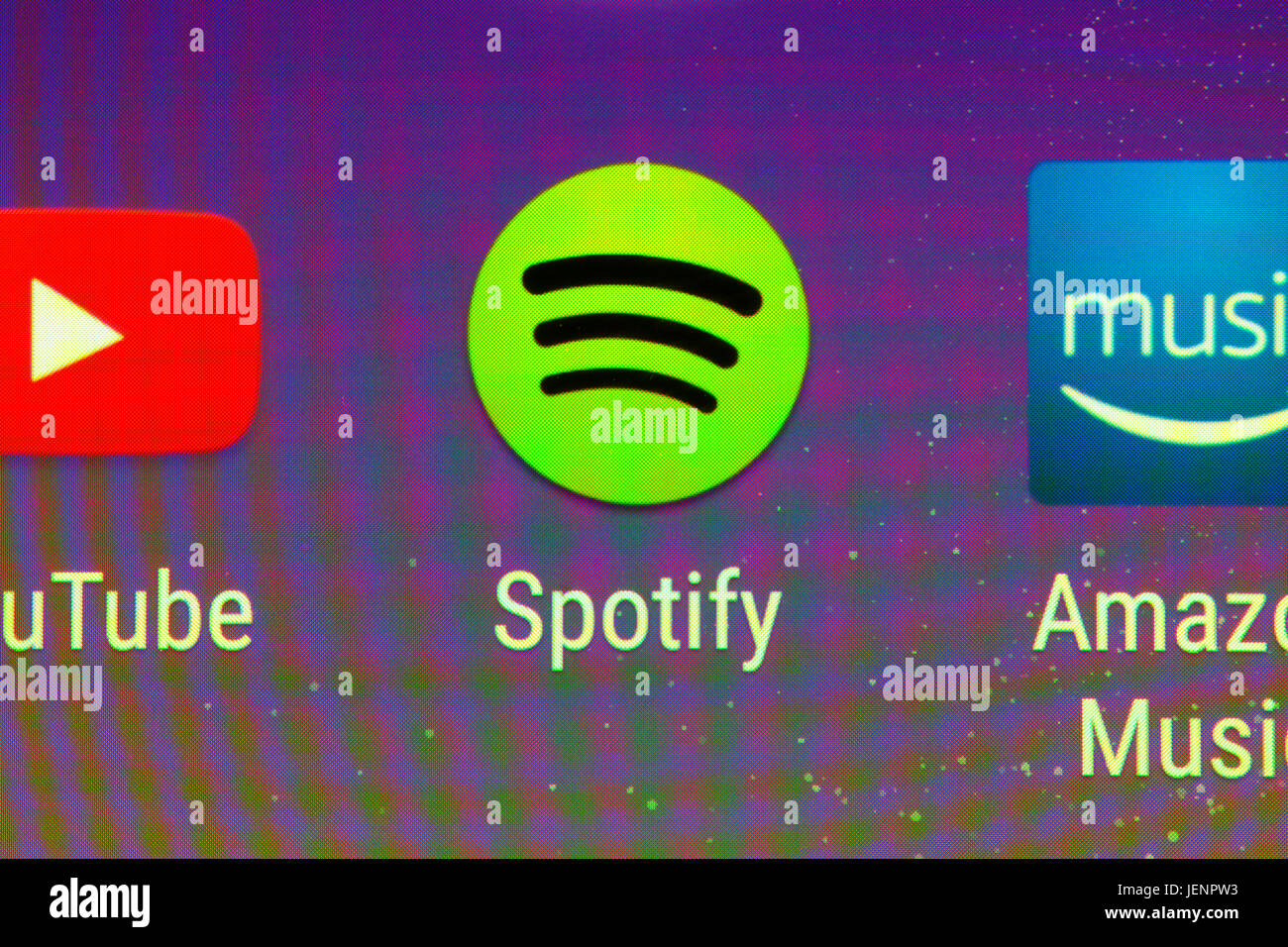 Eine Nahaufnahme der Spotify-app auf dem smartphone Stockfoto
