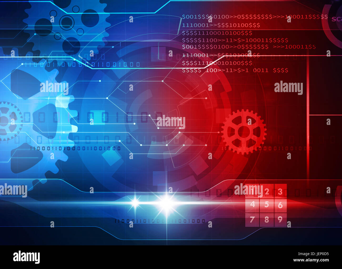 Zukunftstechnologie abstrakter blauer Hintergrund Stockfoto