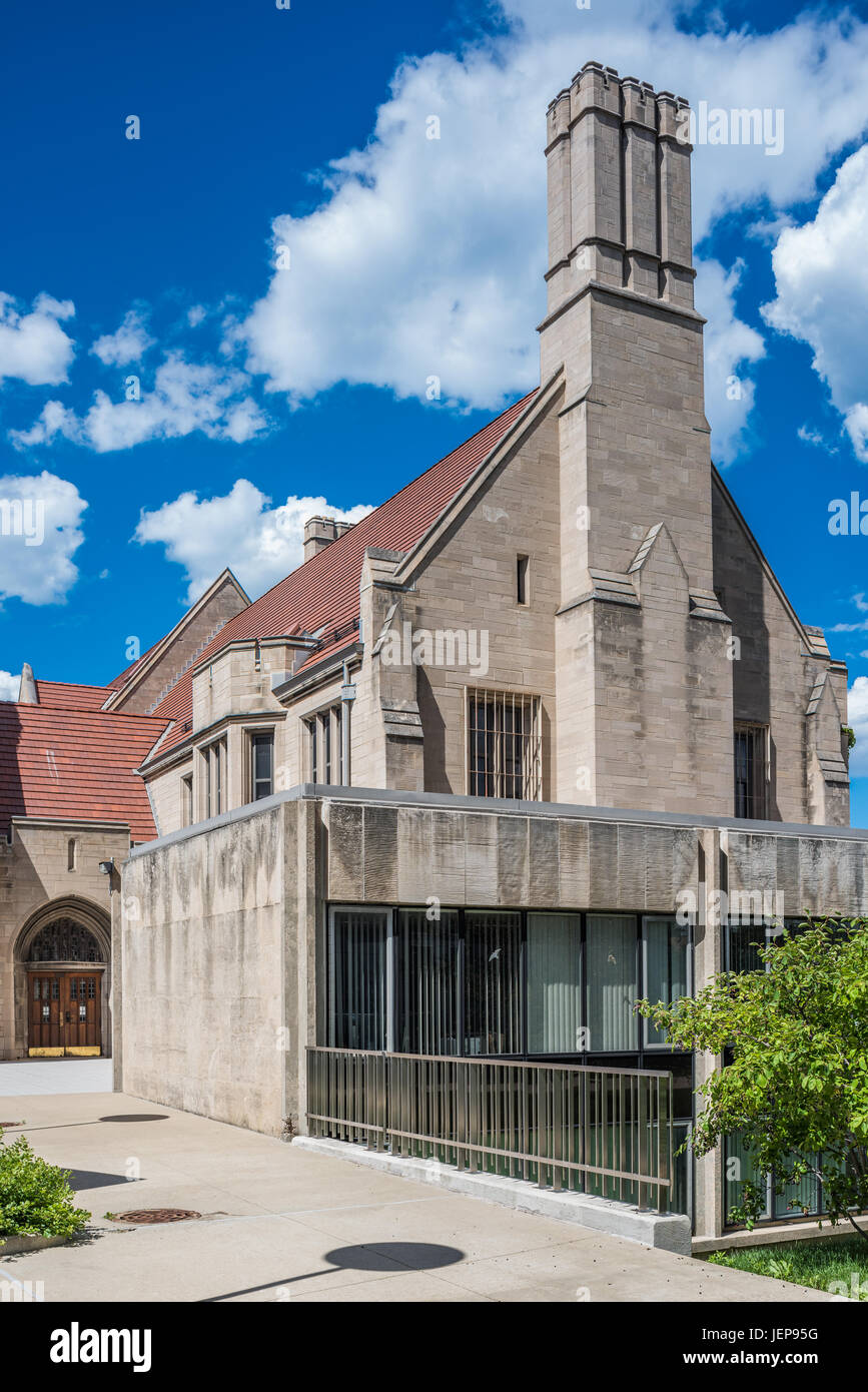 Fassade der Universität von Chicago Law School Viereck. Stockfoto