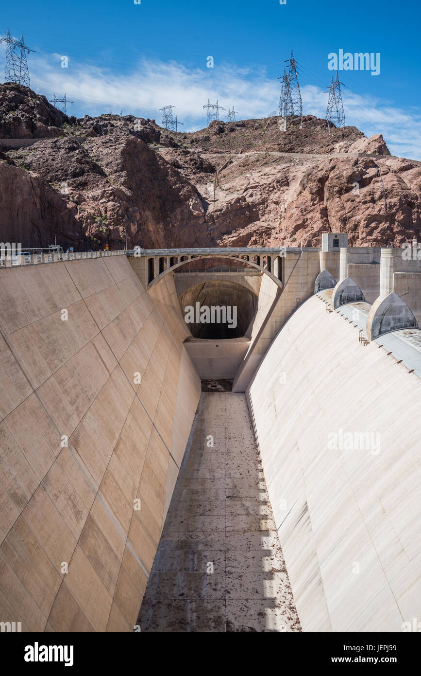 Infrastruktur für die Boulder Talsperre Stockfoto