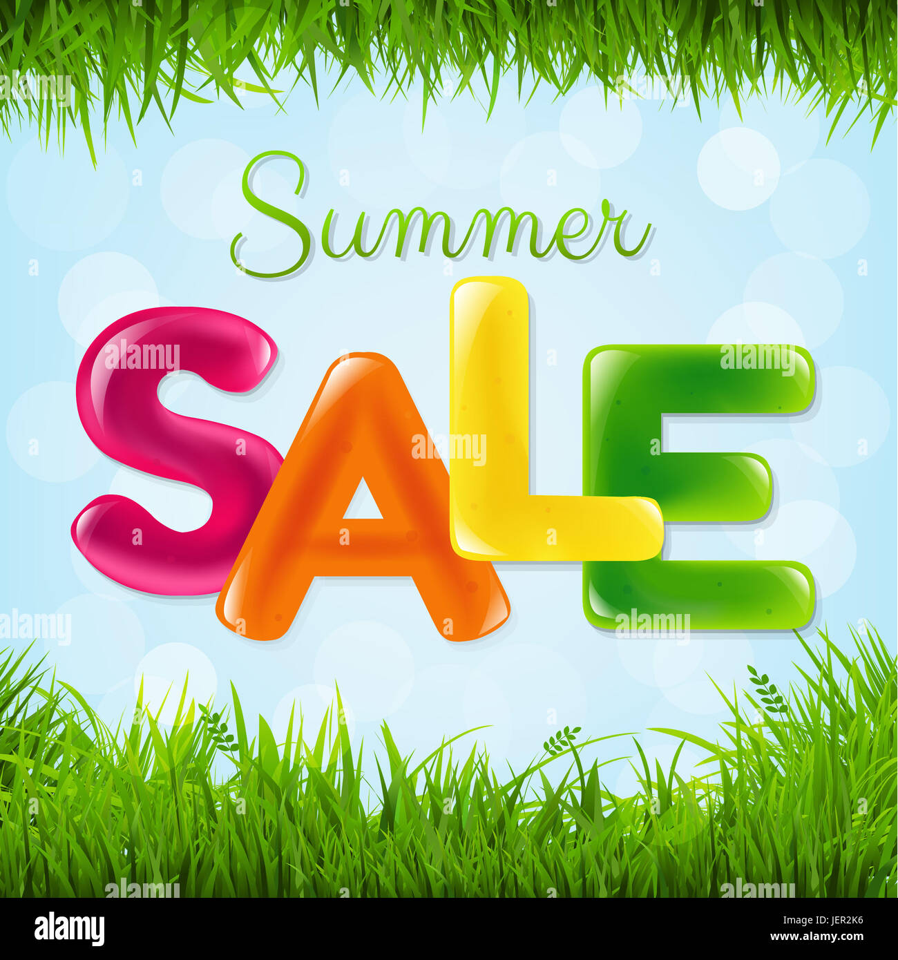 Summer Sale Plakat mit Farbe Text Stockfoto