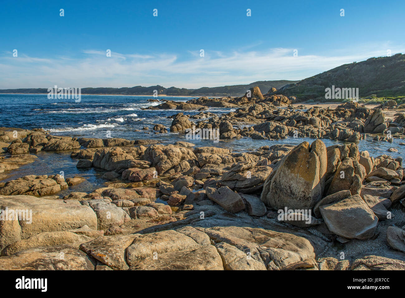 Lachs-Felsen, Cape Conran, Victoria, Australien Stockfoto
