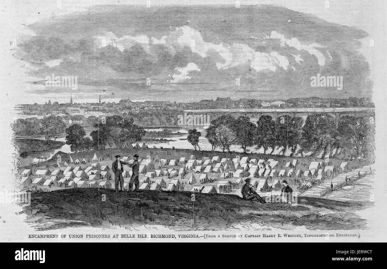 Lager der Union Gefangenen bei Belle Isle, Richmond, Virginia Stockfoto