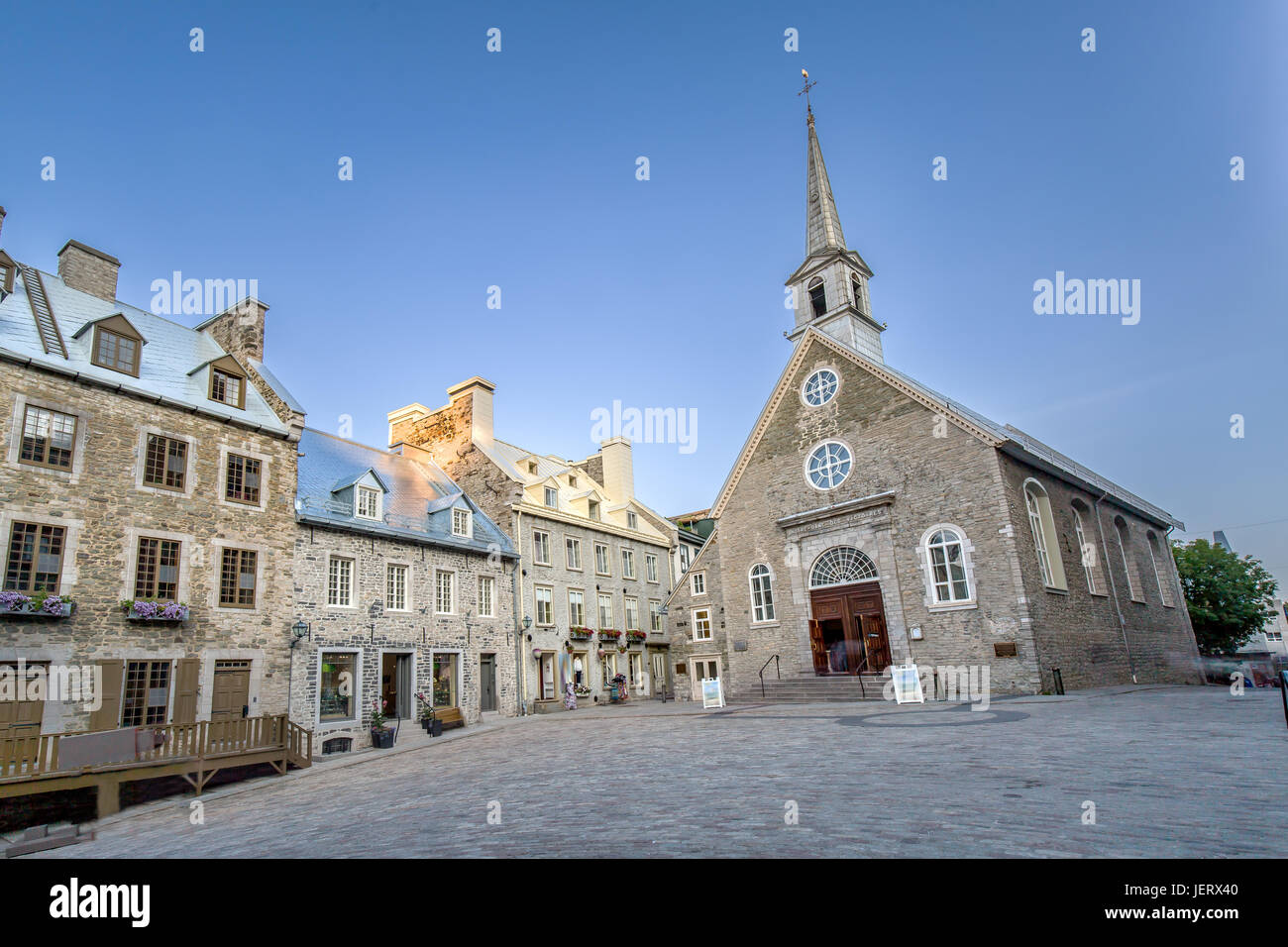 Kirche Notre-Dame-des-Victoires in Quebec Stockfoto