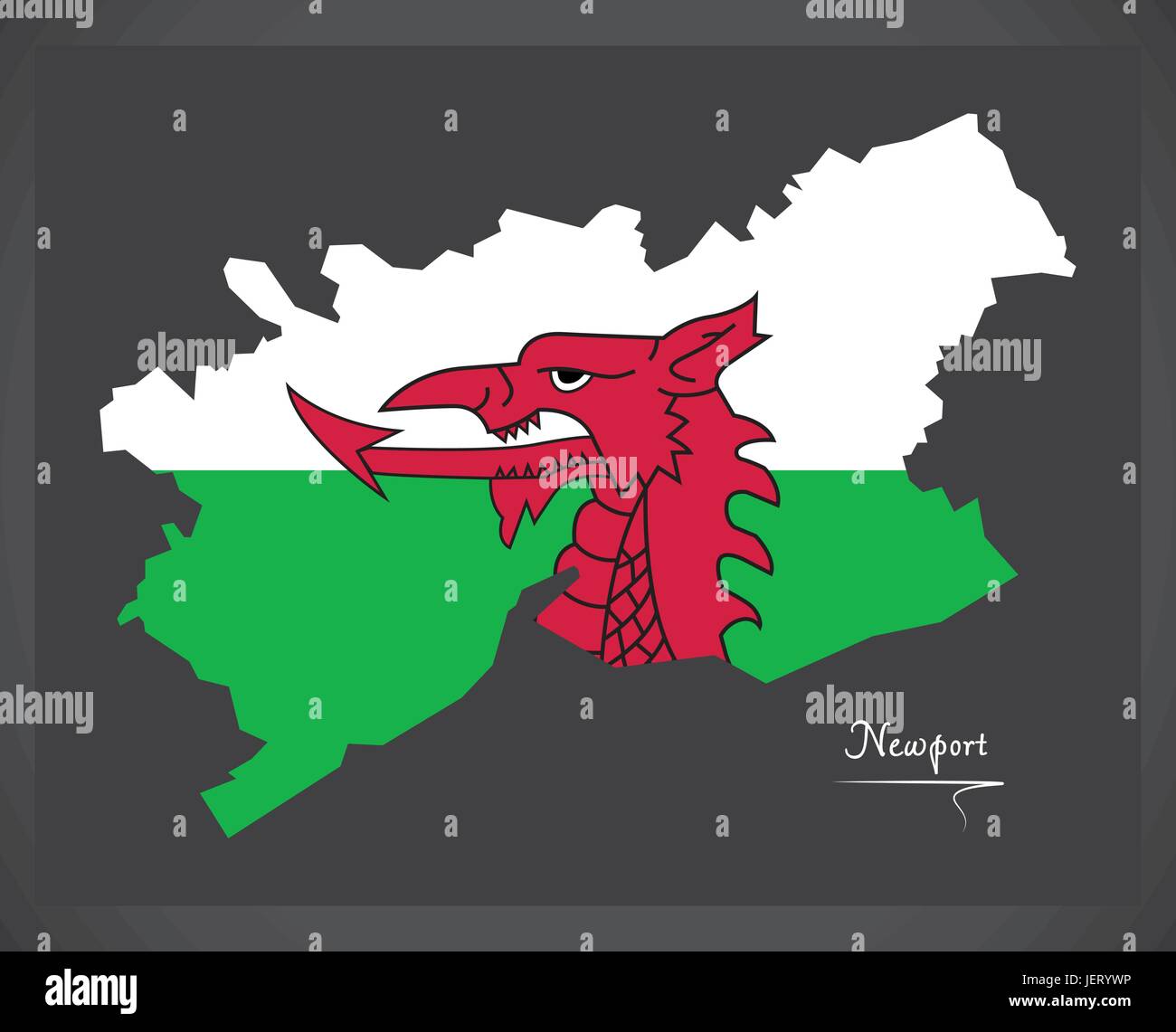 Newport, Wales Karte mit walisische Nationalflagge illustration Stock Vektor