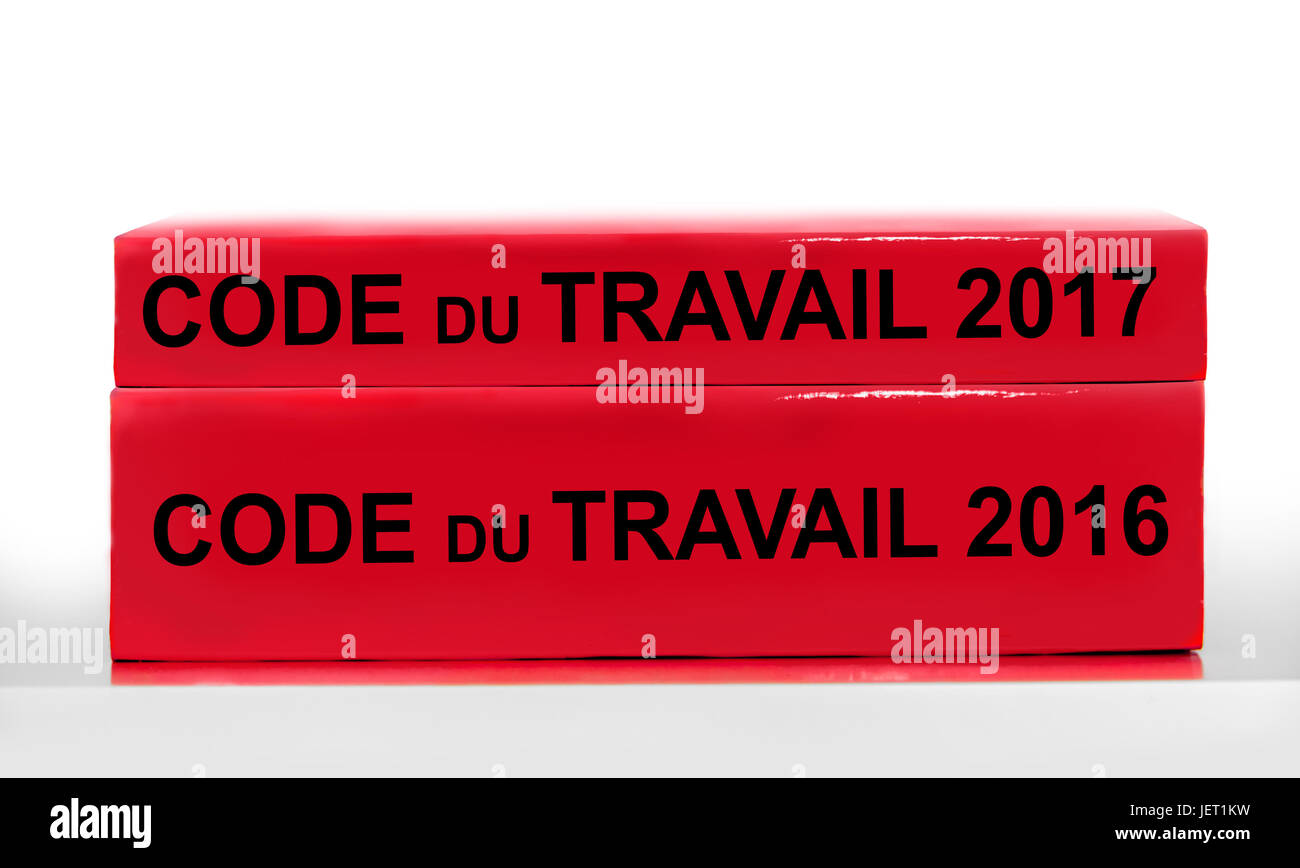 Neue dünnere Französisch Arbeit Codebuch, Arbeitsreform Code Gesetz in Frankreich Konzept Stockfoto