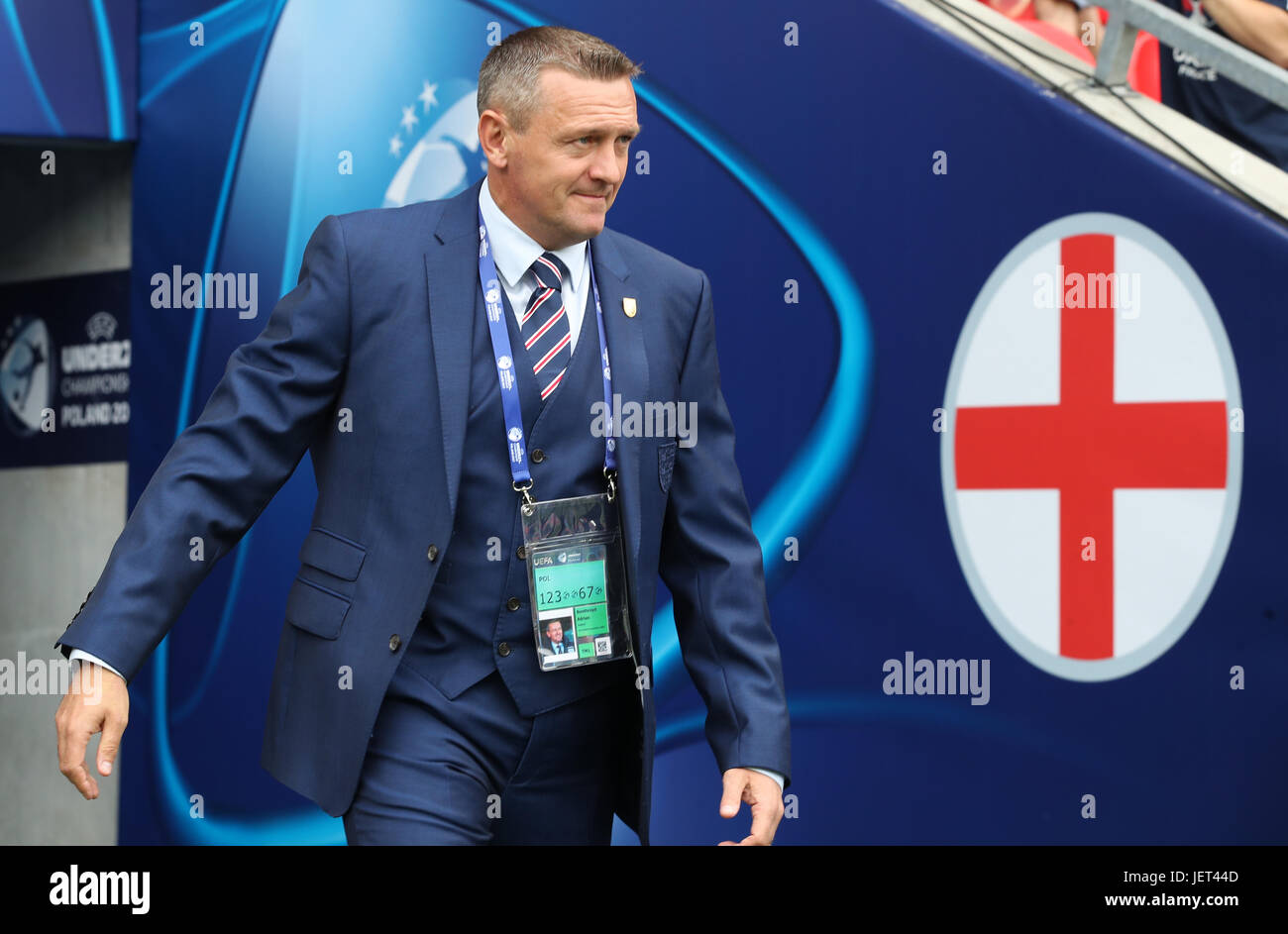 England-Manager Aidy Boothroyd, bevor die UEFA-U21-Europameisterschaft, Semi Final im Stadion Miejski, Tychy entsprechen. Stockfoto