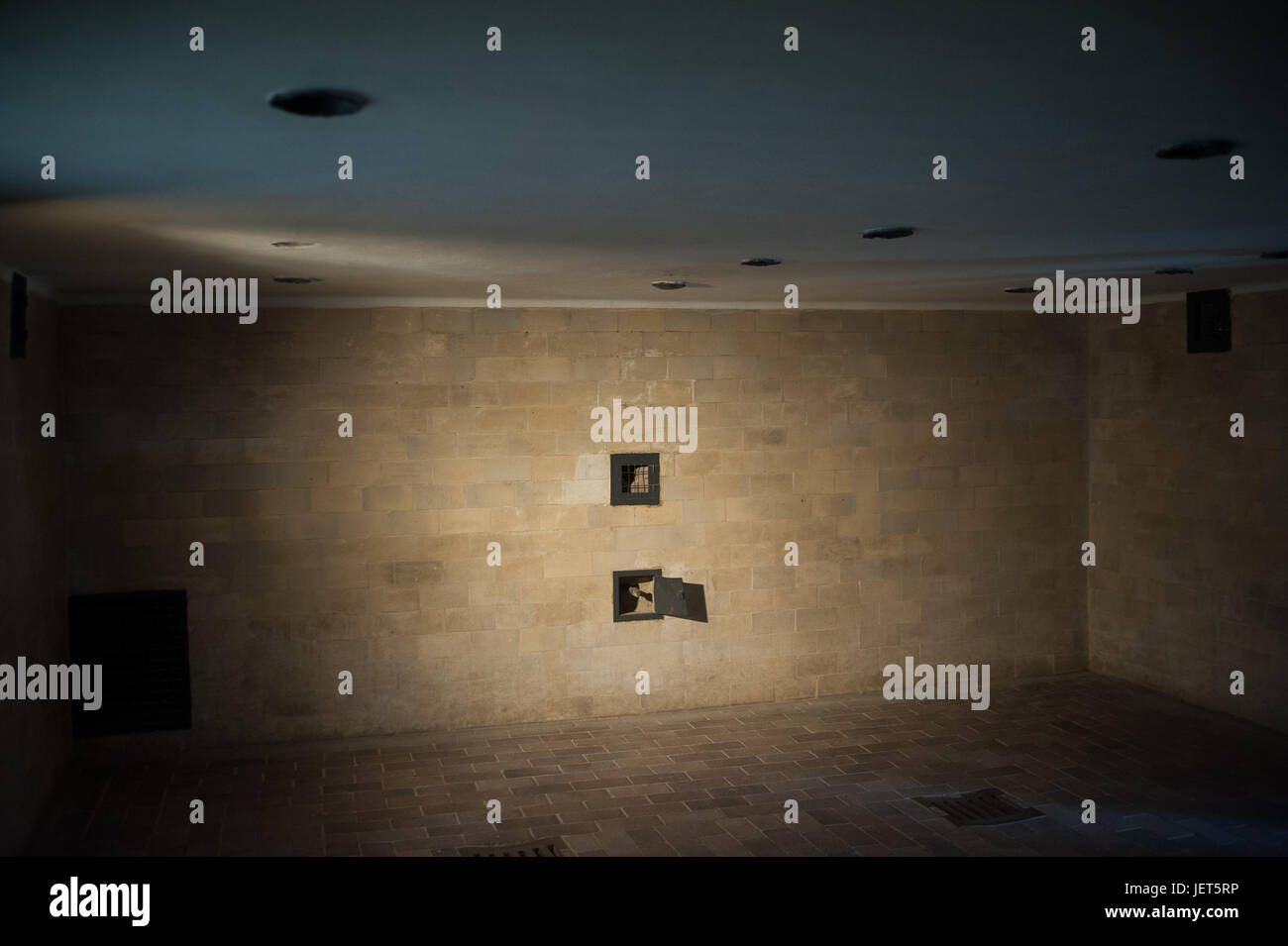 03.06.2017, Dachau, Bayern, Deutschland, Europa - Gaskammer in der Gedenkstätte des Konzentrationslagers Dachau. Stockfoto