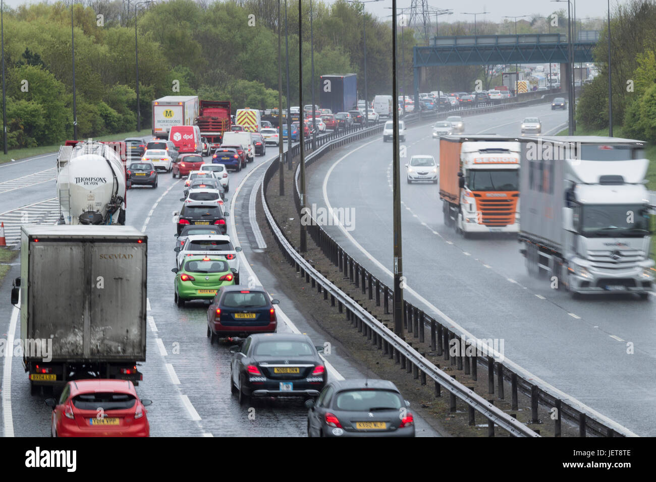 Am frühen Morgen den Verkehr auf der A 19 bei Billingham, North East England. Großbritannien Stockfoto