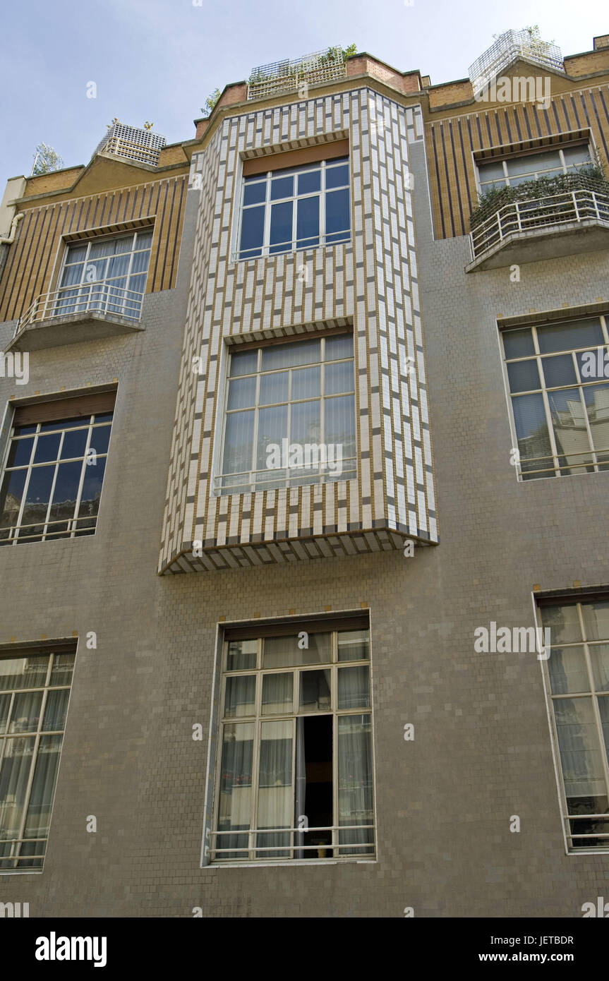 Frankreich, Paris, Rue La Fontaine, Wohnhaus, Fassade, Detail, Stockfoto