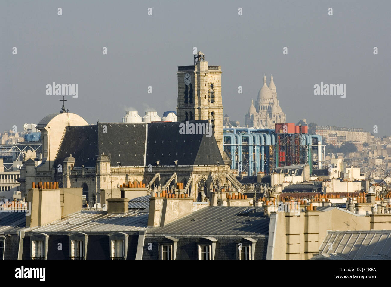 Frankreich, Paris, Saint-Gervais-Saint-Protais Kirche, Centre Pompidou, Sacre Coeur Basilika, Stockfoto