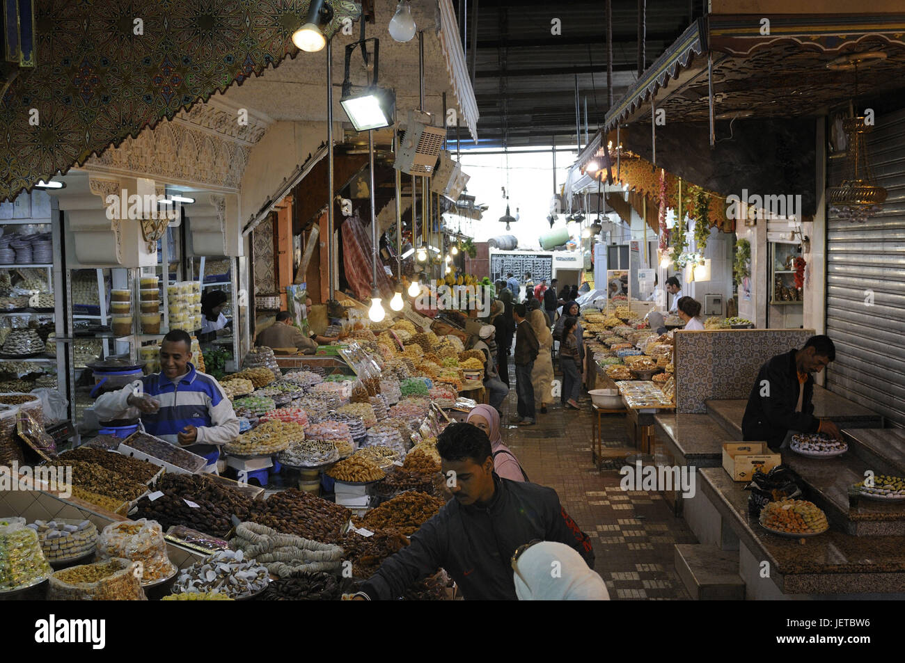 Basar, Vertrieb, Süßigkeiten, Meknès, Marokko, Afrika, Stockfoto