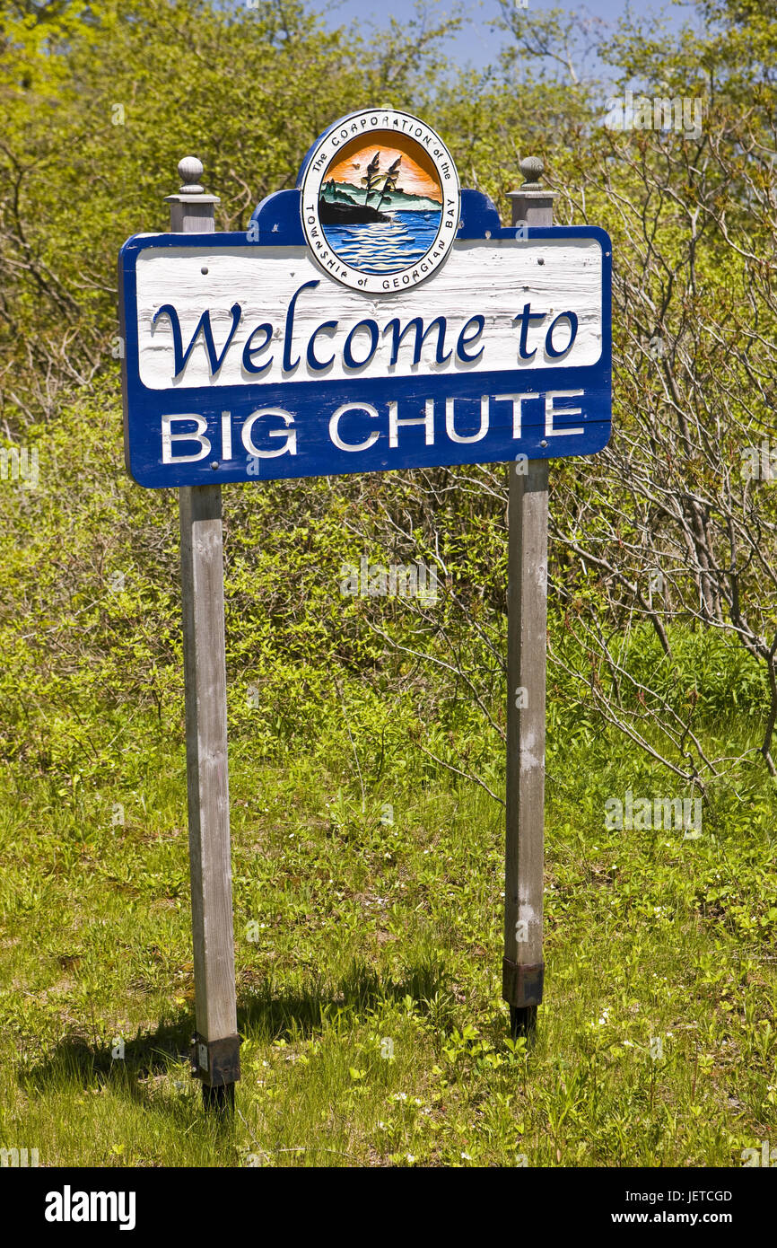 Kanada, Ontario, große Rutsche, Zeichen, Welcome"", Stockfoto