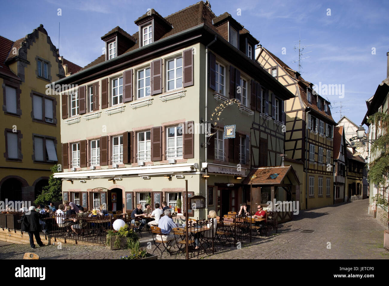 Frankreich, Elsass, Colmar, klein Venedig, Restaurant, Stockfoto