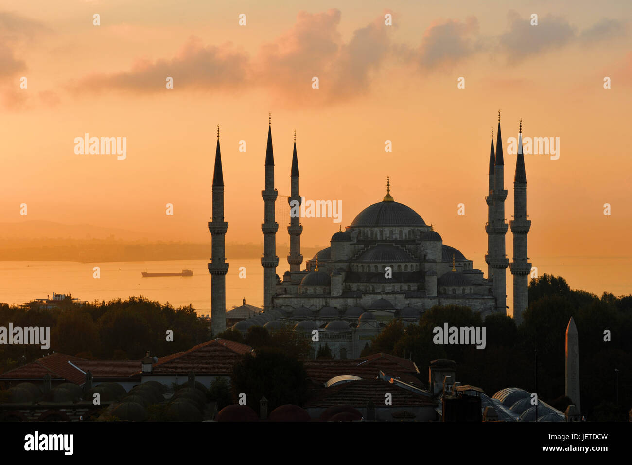 Türkei, Istanbul, sultan's Ahmed Moschee, blaue Moschee im Abendlicht, Stockfoto