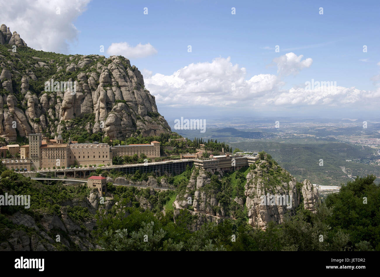 Spanien, Katalonien, Blick auf das Kloster von Montserrat, Stockfoto