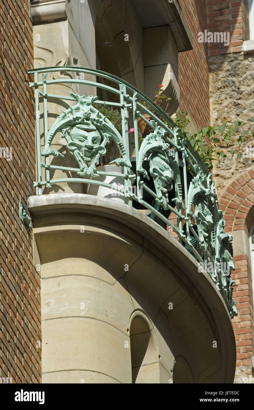 Frankreich, Paris, Rue La Fontaine, Castel Beranger, Balkon, Detail, Stockfoto