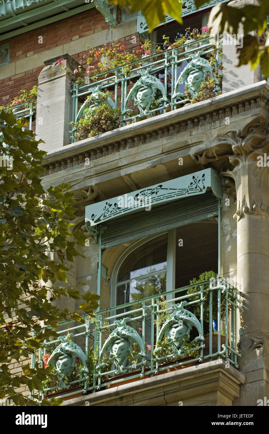 Frankreich, Paris, Rue La Fontaine, Castel Beranger, Balkone, Detail, Stockfoto