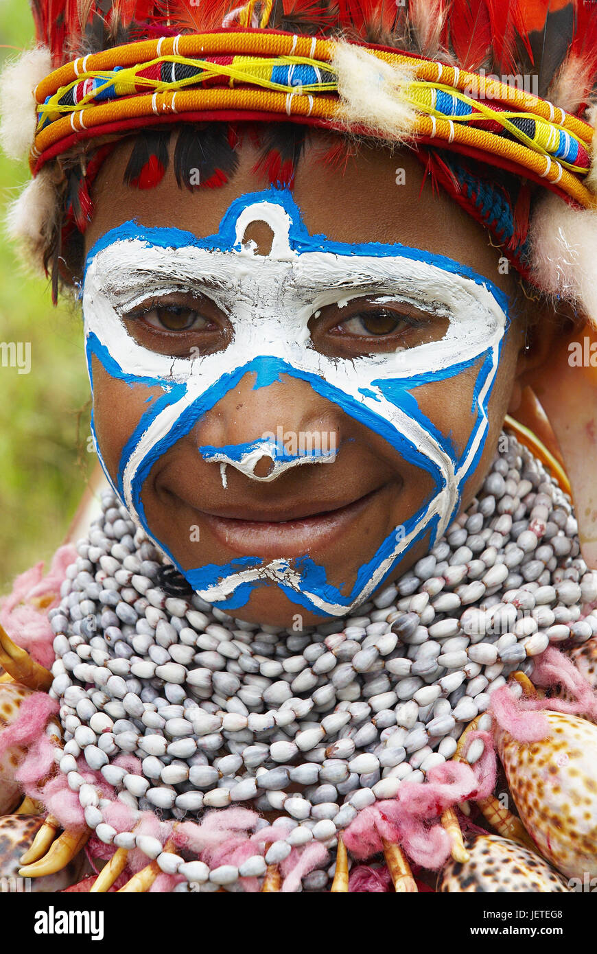 Papua Neu Guinea, Frau von Huli Sorte, Porträt, Stockfoto