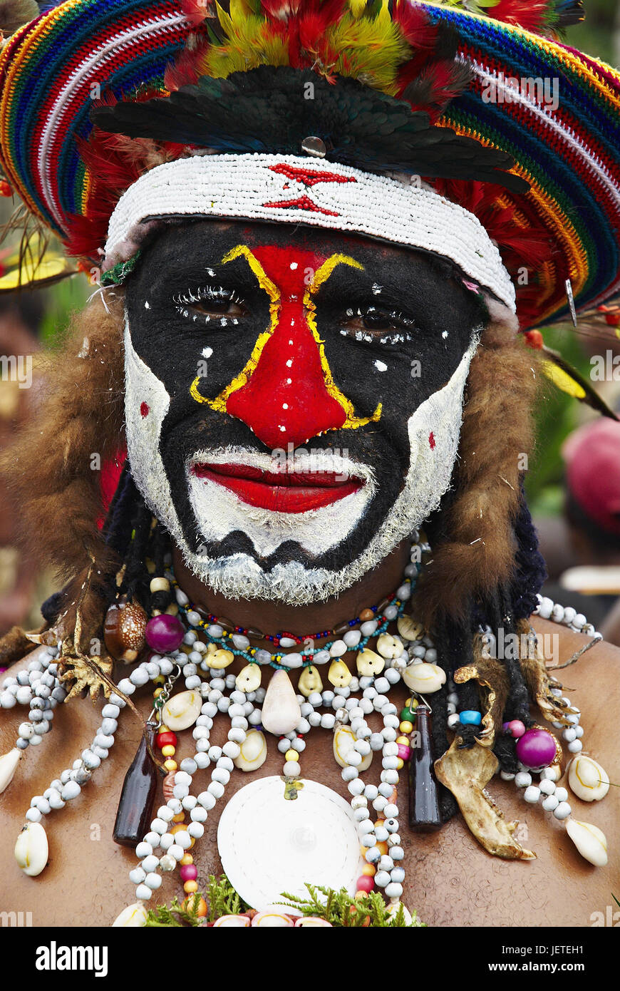 Papua Neu Guinea, Frau von Huli Sorte, Nahaufnahme, Stockfoto
