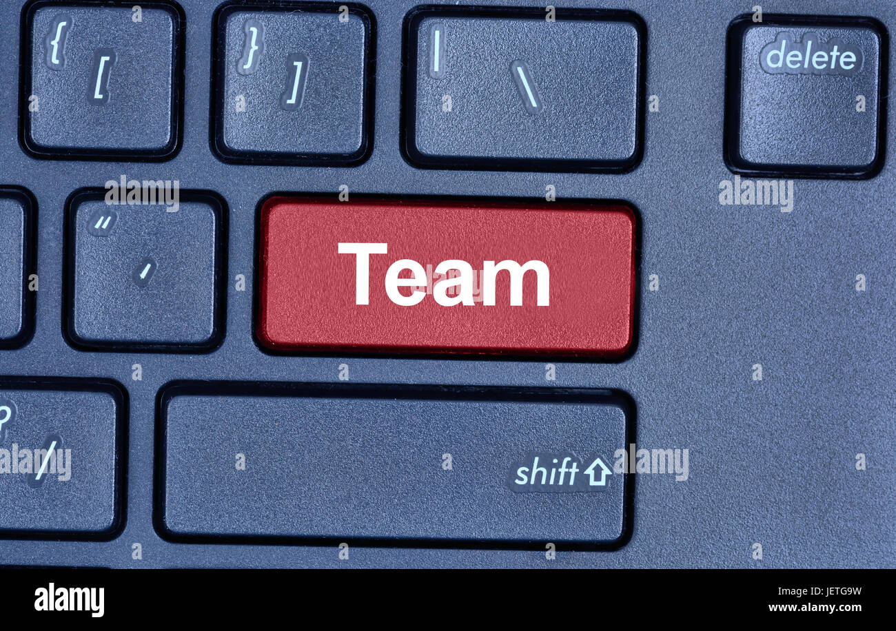 Team-Wort auf Computer-Tastatur-Taste Stockfoto