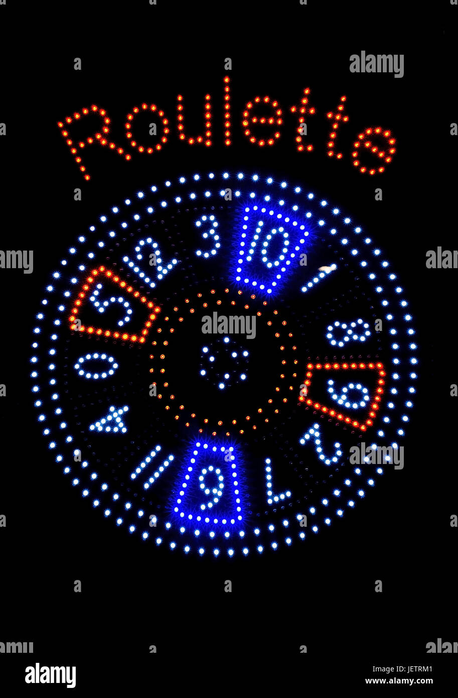 Roulette-Signalisation von LED-Leuchten, Roulette-Signalisierung aus LED-Leuchten Stockfoto