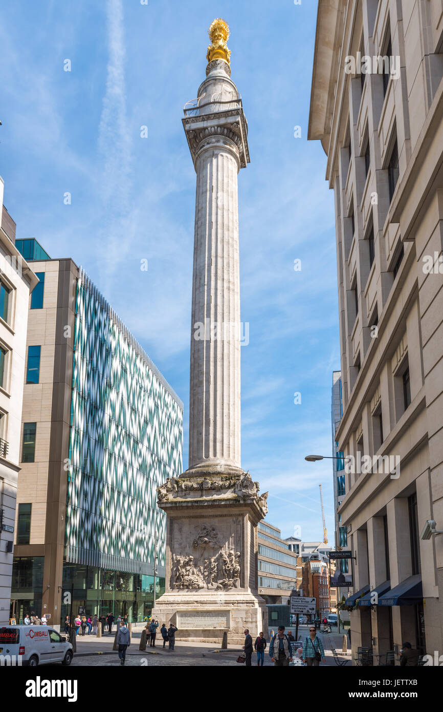 Denkmal für den großen Brand von London, UK Stockfoto